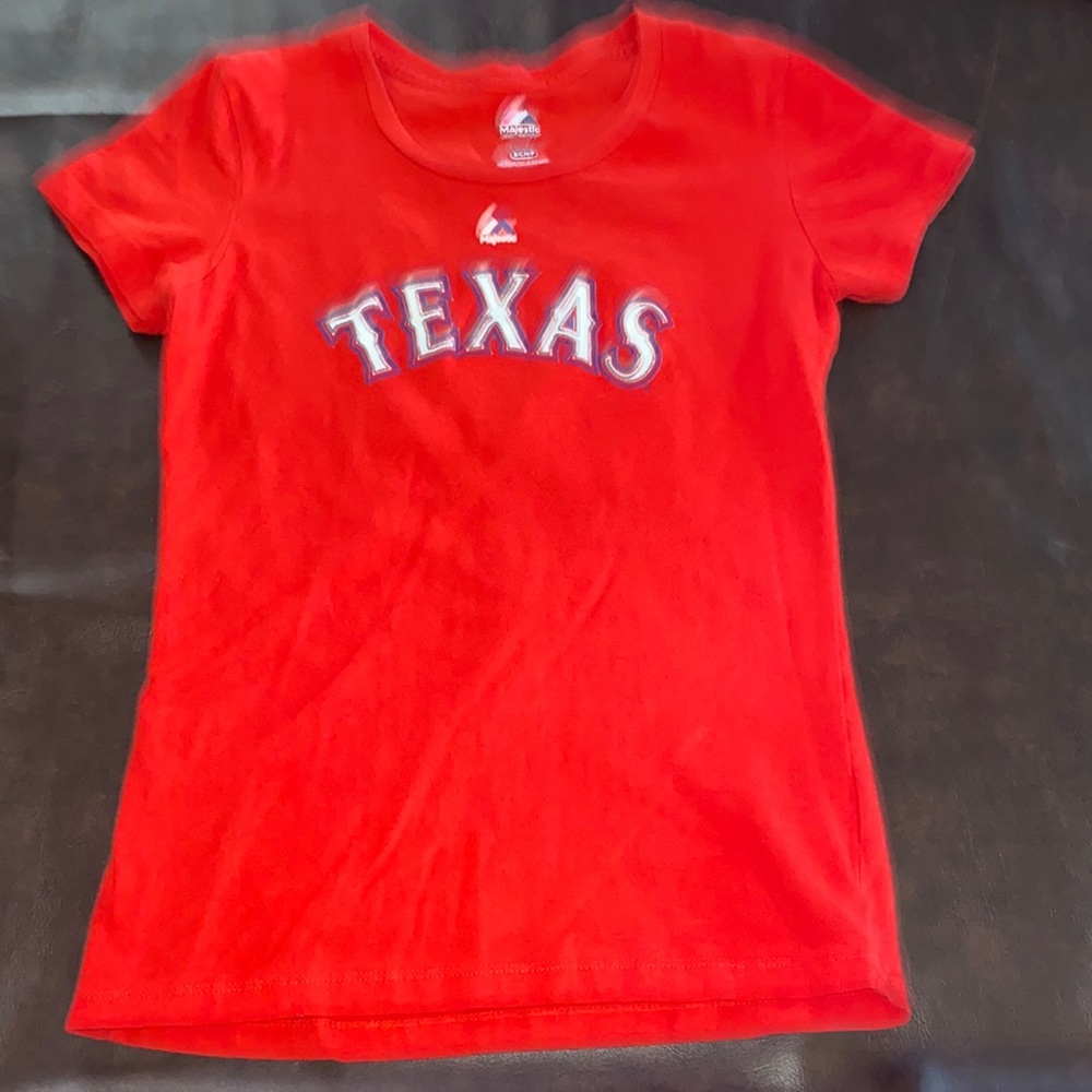 TEXAS RANGERS MAJESTIC MLB WORDMARK TEE SMALL
